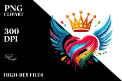Winged Heart with Crown PNG Product Image 2