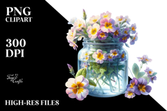 Abstract Jar with Primrose | Clipart Product Image 2