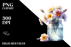 Abstract Jar with Primrose | Clipart Product Image 2
