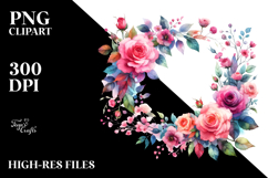 Vibrant Horizontal Frame with Pink Roses Clipart Product Image 2