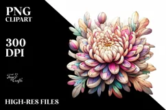 Pastel Chrysanthemum Metallic Watercolor | Clipart Product Image 1