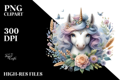 Detailed Baby Unicorn Watercolor PNG Product Image 2