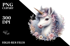 Detailed Baby Unicorn Watercolor PNG Product Image 2