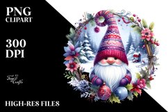 Detailed Vibrant Watercolor Winter Gnome PNG Product Image 1