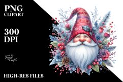 Detailed Vibrant Watercolor Winter Gnome PNG Product Image 1