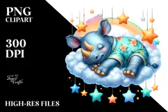 Cute Baby Rhino Dressed for Summer PNG Product Image 2