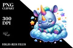 Cute Baby Rhino Sleeping PNG Product Image 2