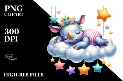 Cute Baby Rhino Sleeping PNG Product Image 2