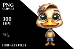 Watercolor Duck Big Eyes Clipart Product Image 2