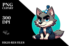Goofy Wolf with Party Hat, Vector Art Product Image 2