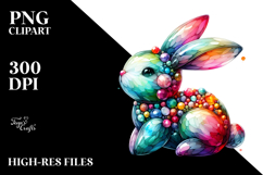 Colorful Bunny on Splashy Background PNG Product Image 2