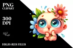 Simple Funny Flower with Big Eyes PNG Product Image 3