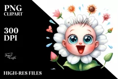 Simple Funny Flower with Big Eyes PNG Product Image 1