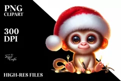 Cute Baby Monkey Digital Painting PNG Product Image 2