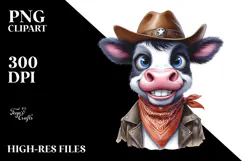 Watercolor Cow with Phishing Road | Clipart Product Image 2