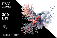 Half Bird Flowers PNG Product Image 2