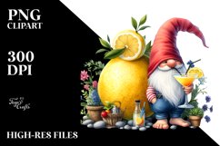 Whimsical Gnome Drinking a Cocktail with a Gigantic Lemon Product Image 2