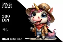 Watercolor Unicorn With Hat Bandana and Raincoat | Product Image 3