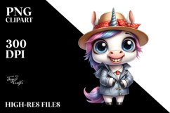 Watercolor Unicorn With Hat Bandana and Raincoat | Product Image 1