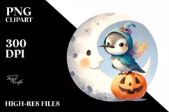 Adorable Baby Hummingbird in Halloween Costume, Simple PNG Product Image 3