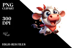 Cute Cartoon Cow Jumping PNG Product Image 2