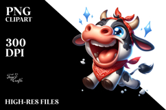 Cartoony Cow Jumping PNG Product Image 2
