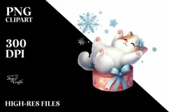 Cute Cat Tumbling Snow Flakes PNG Product Image 2