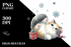 Cute Cat Tumbling Snow Flakes PNG Product Image 2