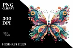 Colorful Watercolor Whimsical Butterfly Clipart Product Image 3