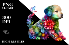 Vibrant Watercolor Puppy with Flowers, 20 oz Tumbler Product Image 2