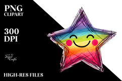 Scribbled Star with Hearts, Playful PNG Product Image 2