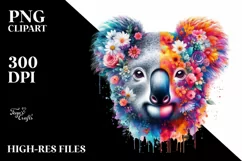 Artistic Watercolor Koala with Flower | Colorful Design Product Image 1