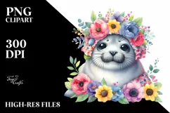 Smiling Baby Seal with Whimsical Flowers | Sublimation | Product Image 3