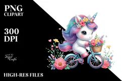 Cute Baby Unicorn Cycling Clipart Product Image 2