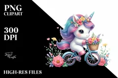 Cute Baby Unicorn Cycling Clipart Product Image 3