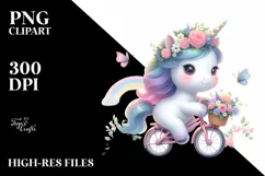 Cute Baby Unicorn Cycling Clipart Product Image 1