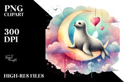 Boho Seal on Moon, PNG Product Image 2