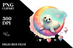 Boho Seal on Moon, PNG Product Image 2