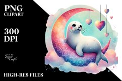 Boho Seal on Moon, PNG Product Image 2