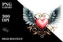 Airy Heart with Wings, PNG Product Image 2
