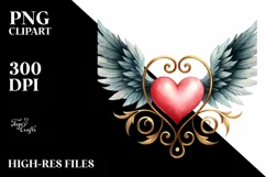 Airy Heart with Wings, PNG Product Image 2