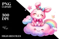 Colorful Cute Baby Bunny PNG Product Image 2