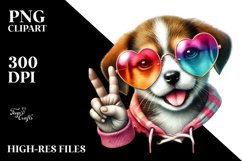 Detailed Puppy with Heart Sunglasses PNG Product Image 2