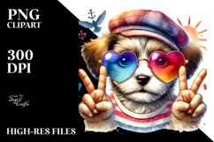 Detailed Puppy with Heart Sunglasses PNG Product Image 2