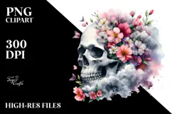 Skull made of Spring Flowers, Transparent PNG Product Image 2
