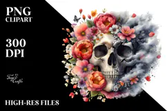 Skull made of Spring Flowers, Transparent PNG Product Image 2