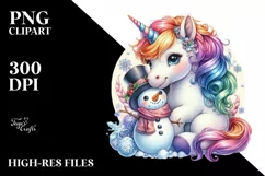 Baby Unicorn Snowman PNG Product Image 1