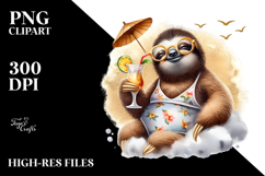 Happy Sloth in Beachwear, Transparent PNG Product Image 2