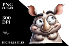 Cute Cartoon Rhino with Expressive Eyes, Transparent PNG Product Image 2