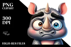 Cute Cartoon Rhino with Expressive Eyes, Transparent PNG Product Image 2